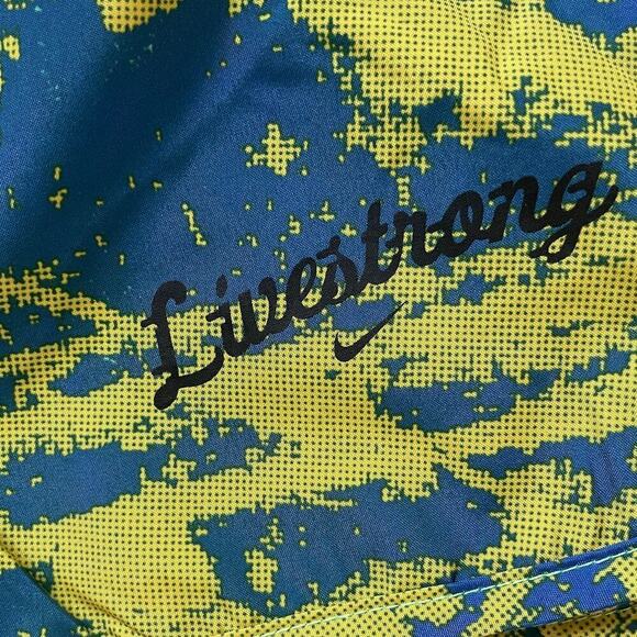 Nike Dri-FIT LIVESTRONG Running Shorts XL | Blue/Yellow Graphic Print, NWOT - Picture 4 of 8